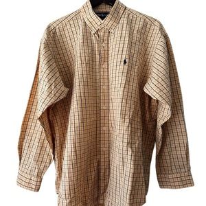 Vintage Ralph Lauren Polo Blake Tartan Block Stripe Plaid Shirt L OVERSIZED BIG